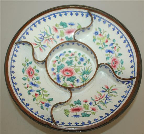 An unusual Chinese Canton enamel set, 19th century, some damages